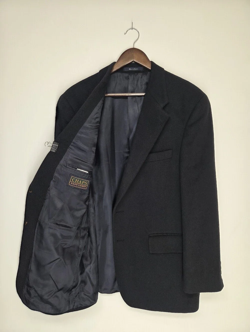 Chaps Ralph Lauren Mens 43R Navy 100% Camel Hair Blazer